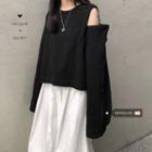 Cutout Sweatshirt / Button Midi A-line Skirt