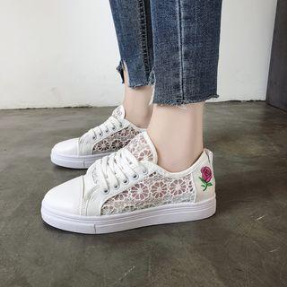 Embroidered Rose Flower Sneakers