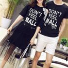 Couple Matching Short-sleeve T-shirt / Set: T-shirt Dress + Midi Sheer Skirt