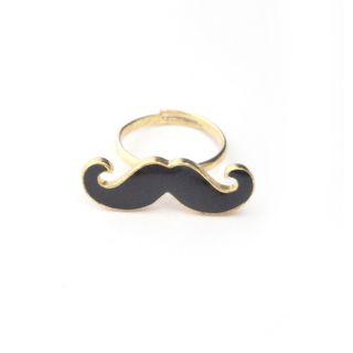Moustache Ring Black - One Size