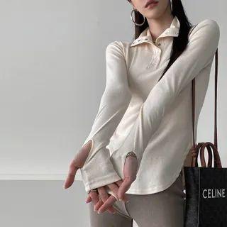 Thumb-hole Snap-button Top