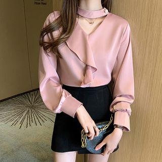 Keyhole Ruffled Blouse