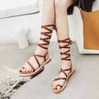 Faux Leather Gladiator Flat Sandals