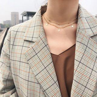 Moon & Star Layered Choker As Shown In Figure - One Size