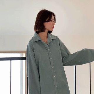 Pocket-front Corduroy Oversized Shirt