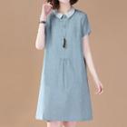 Short-sleeve Polka Dot A-line Polo Dress