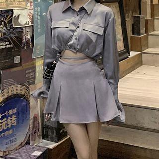 Set: Cropped Shirt + A-line Skirt