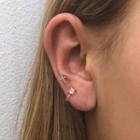 925 Sterling Silver Rhinestone Cuff Earring 1 Pair - Gold - One Size
