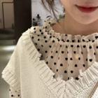 Long-sleeve Heart Patterned Blouse / Knit Vest