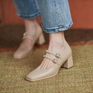 Block-heel Buckled Mary Jane Shoes
