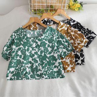 Printed Puff-sleeve Top