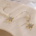 Star Dangle Earring 1 Pair - Stud Earrings - Gold & White - One Size