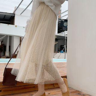Sheer Midi Skirt As Shown In Figure - One Size