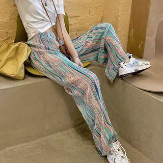 Print Wide-leg Pants Green - One Size
