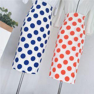Polka Dot Midi Straight Fit Skirt