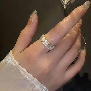 Faux Cat Eye Stone Rhinestone Alloy Ring Gold - One Size
