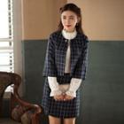 Set: 3/4-sleeve Check Jacket + Skirt