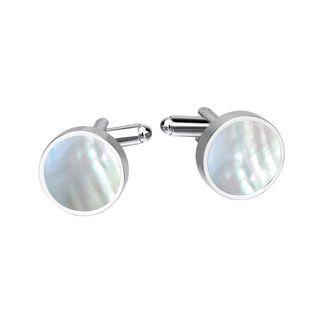 Simple Elegant Geometric Round Shell Cufflinks Silver - One Size
