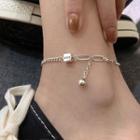 925 Sterling Silver Smiley Anklet Anklet - Silver - One Size