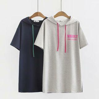 Short-sleeve Knit Hoodie Dress