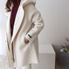Zip-up Hooded Wool Blend Coat