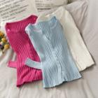 Skinny Button-down Knit Top