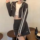 Set: Crop Zip Hoodie + A-line Skirt