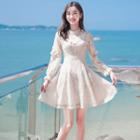 Long-sleeve Ruffled A-line Lace Dress