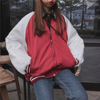Color-block Padded Baseball Jacket