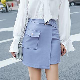 Pocketed Mini Wrap Skirt