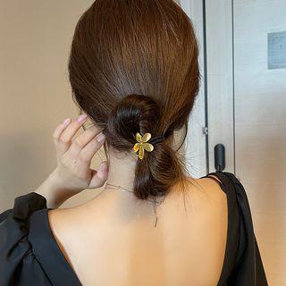 Flower Hair Tie Gold & Black - One Size