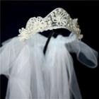 Wedding Faux Pearl Tiara With Veil Tiara With Veil - White - One Size