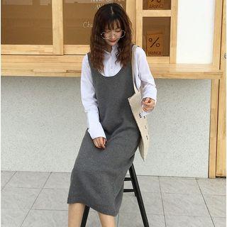 Spaghetti Strap Scoop-neck Midi Knit Dress