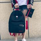 Set: Embroidered Nylon Backpack + Clutch