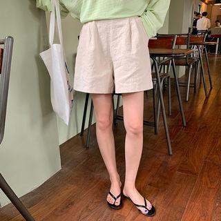 Band-waist Linen Wide Shorts
