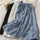 Embossed Plain Midi Skirt