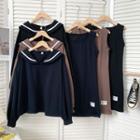 Set: Sailor-collar Loose Sweatshirt + Mini Tank Dress