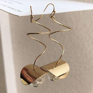 Glass Ball & Alloy Disc Swirl Dangle Earring As Shown In Figure - One Size