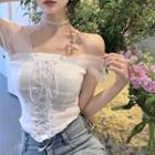 Off-shoulder Lace Up Top / Mini Sheath Dress