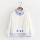 Mock Two-piece Lettering Embroidered Sweatshirt White - One Size