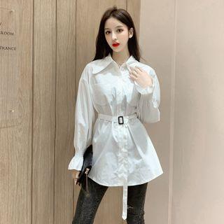 Bell-sleeve Tie-waist Shirt