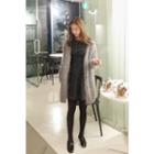 Snap-button Wool Blend Furry-knit Cardigan