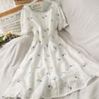 Lace Up-back Embroidered Midi Dress