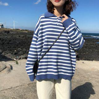 Striped Lapel Sweater