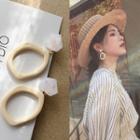 Sterling Silver Asymmetrical Hoop Drop Earring Ndyz231 - 1 Pair - Beige & White - One Size