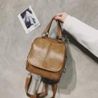 Faux Leather Top Handle Backpack