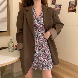 Short-sleeve Floral Sheath Dress Floral - Pink & Nude Pink & Almond - One Size