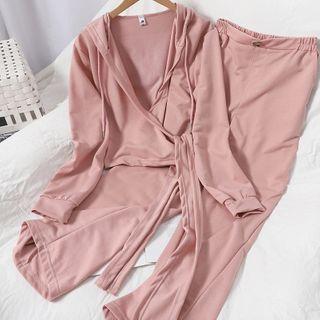 Set: Wrap Hoodie + Wide-leg Pants