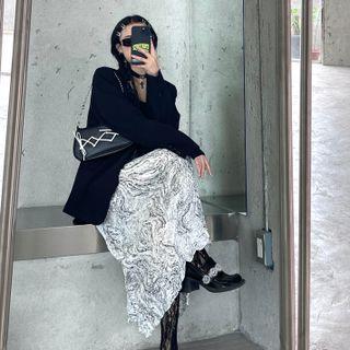 Tied-dye Chiffon Midi Skirt As Shown In Figure - One Size