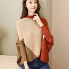 Batwing-sleeve Color Block Sweater